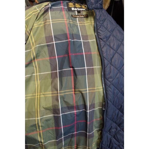 Barbour Harrington Quilted Jacket Mens L Navy Blue Full Zip Tartan Plaid - Picture 15 of 15